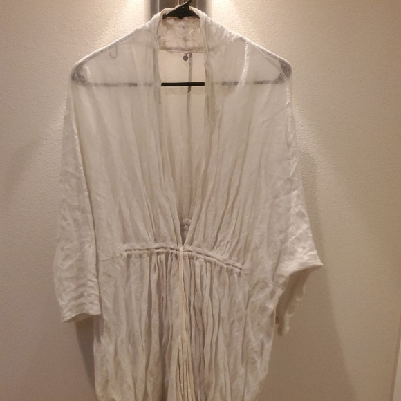 Linen Smock Cover up with Metallic Threading